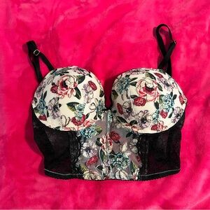 Very Sexy Victorias Secret Rose Embroidered Push-up Corset Bra Top